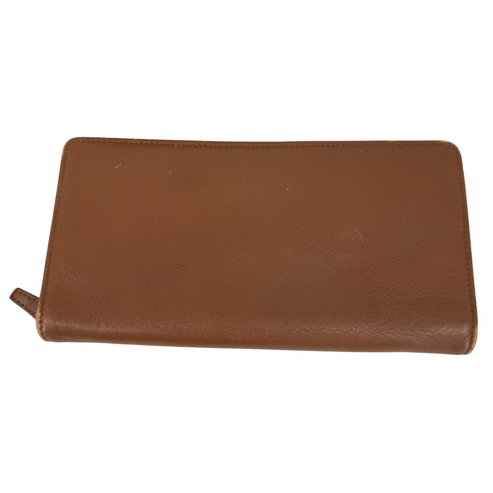 Leatherology Zip Around Wallet Travel Organizer Women's Cognac Brown Leather